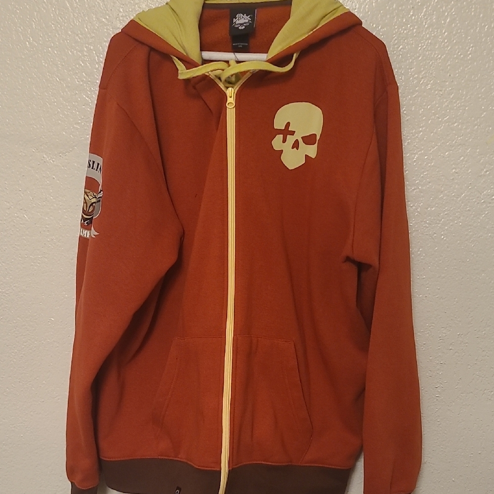 Bold Orange Hoodie with Skull Design